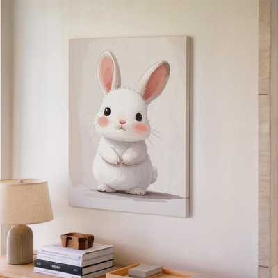 Wall Art Fluffy White Bunny Canvassweet Nursery Canvas Ready To Hang Gallery Wrapped Home Decor Modern Design Premium Quality Decor