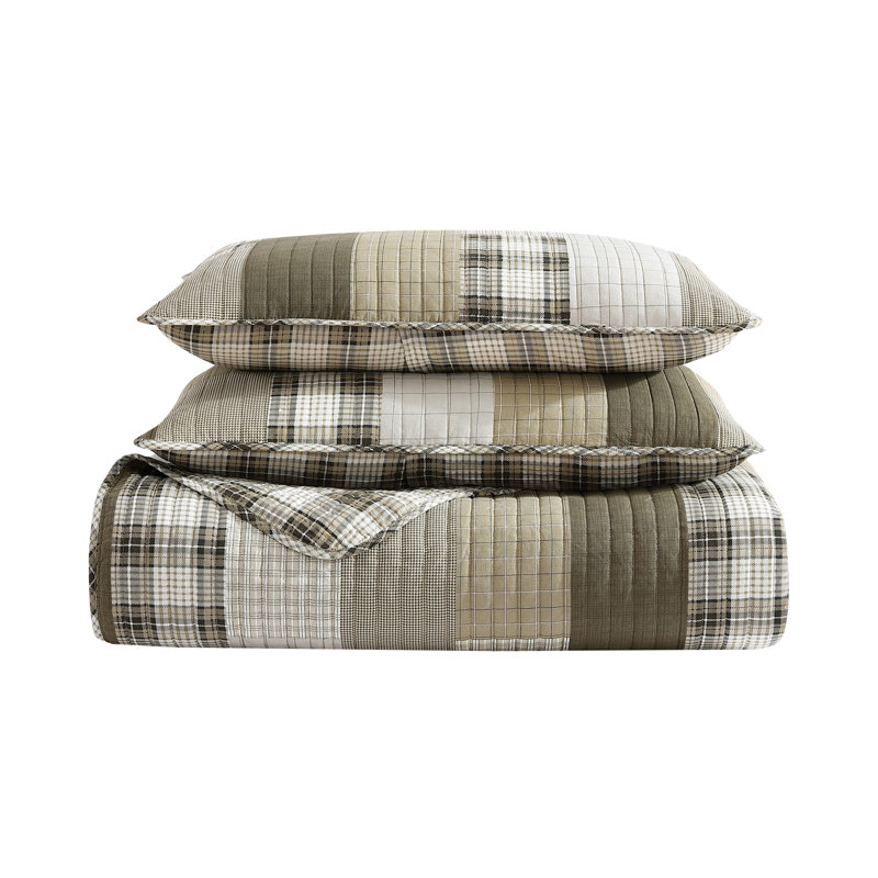 Twin Fairview Reversible Cotton Quilt Set in Saddle Brown