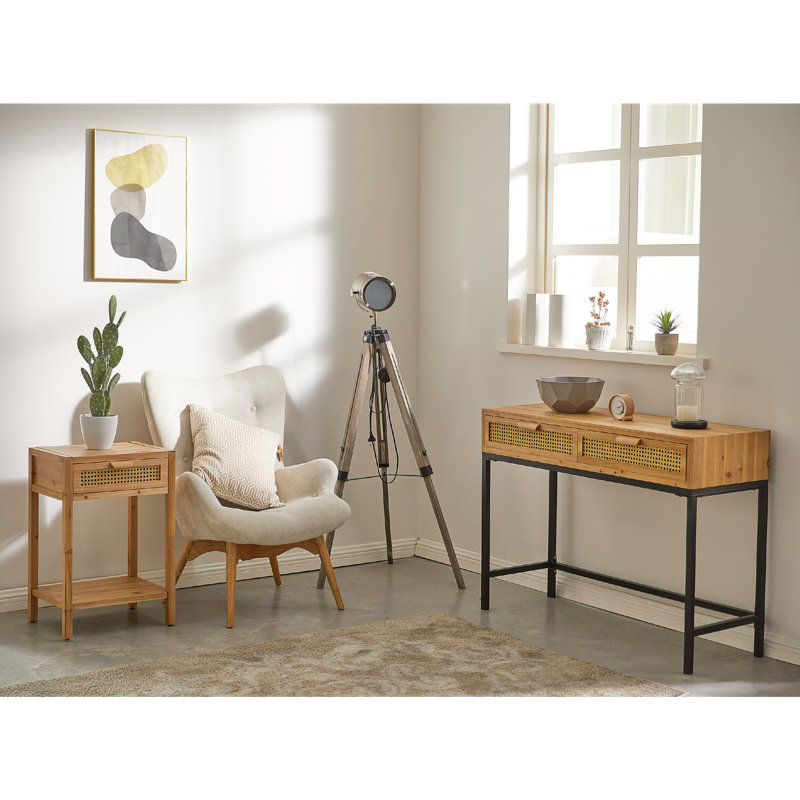 Armands Rustic Console Table with 2 Drawers Entryway Hallway Farmhouse Country Style, Light Brown