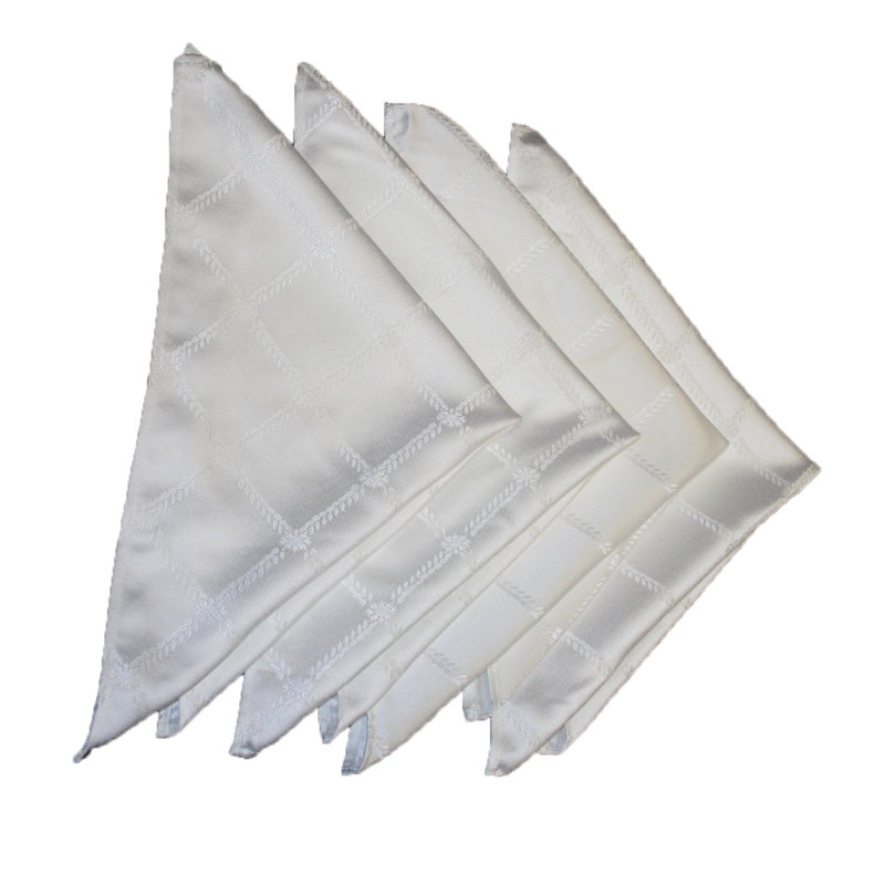 Serviette 19 po damassé Bedford, Blanc