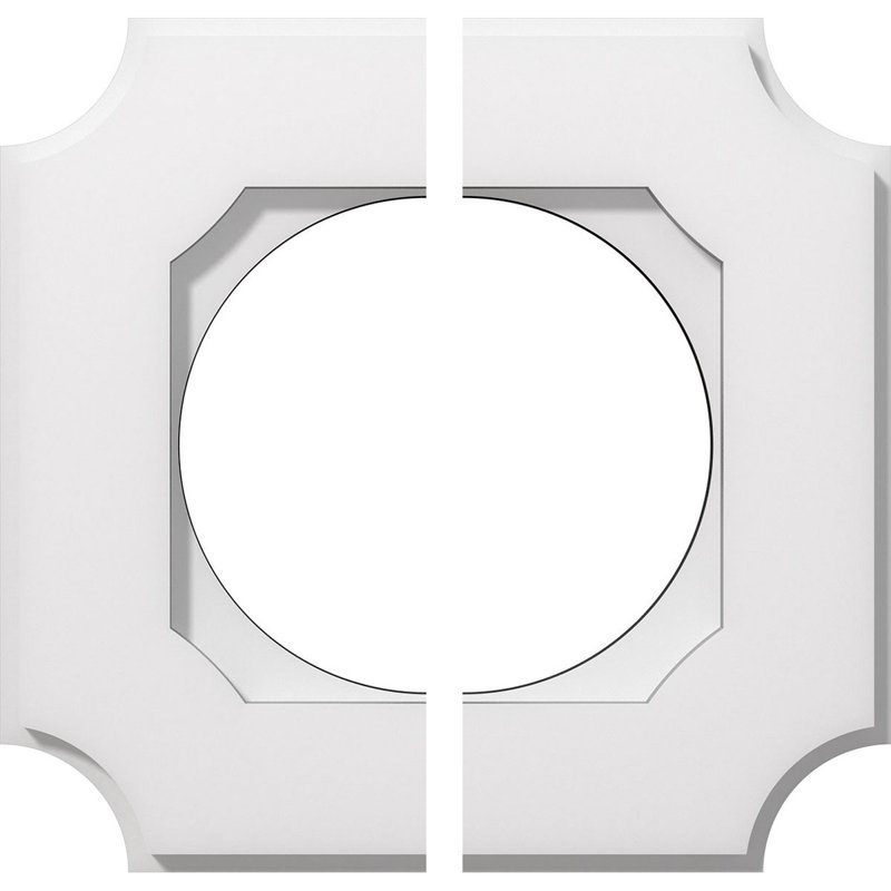 Médaillon de plafond contemporain en PVC de qualité architecturale Locke, deux pièces, H 1 po x l 12 po x P 12 po