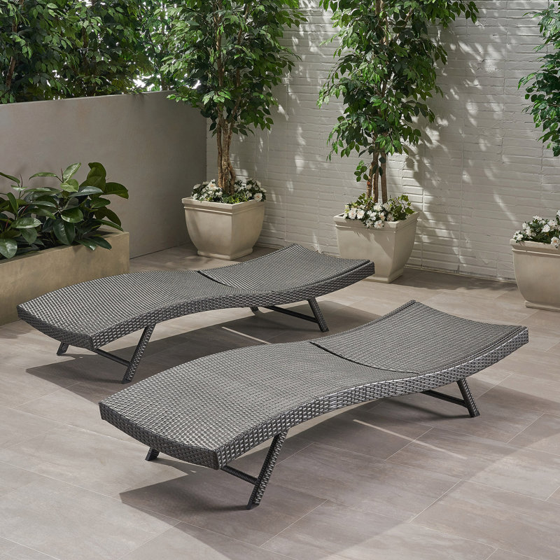 CHAISE EN PE WICKER, Gray
