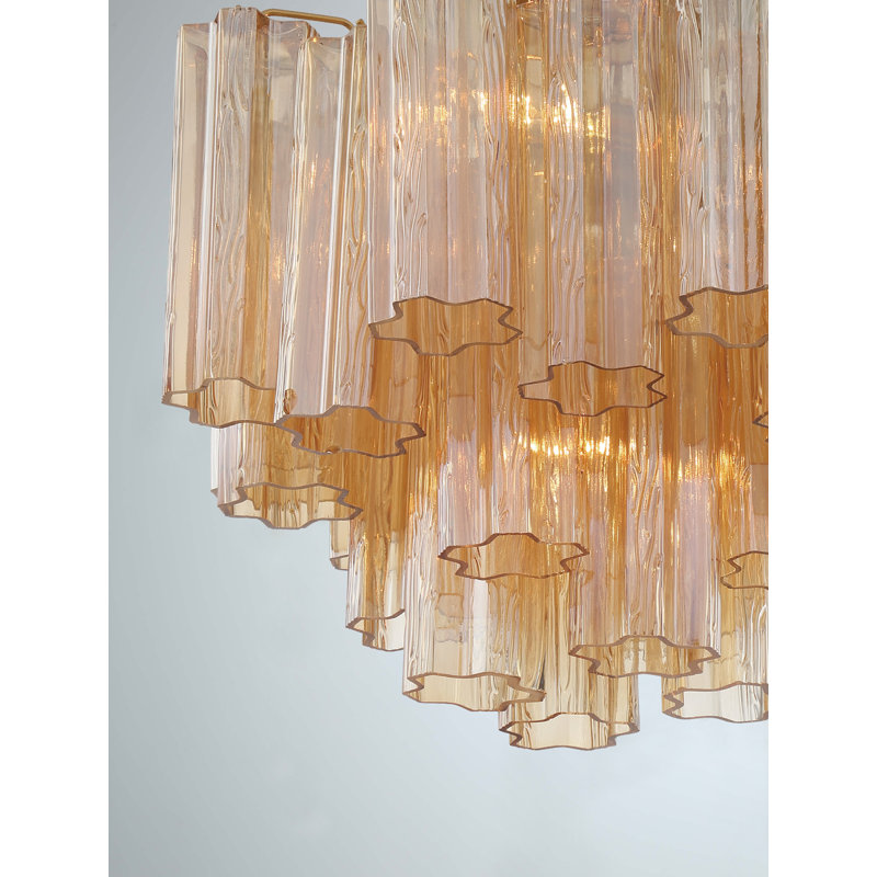 Glass Semi Flush Mount, Aged Brass