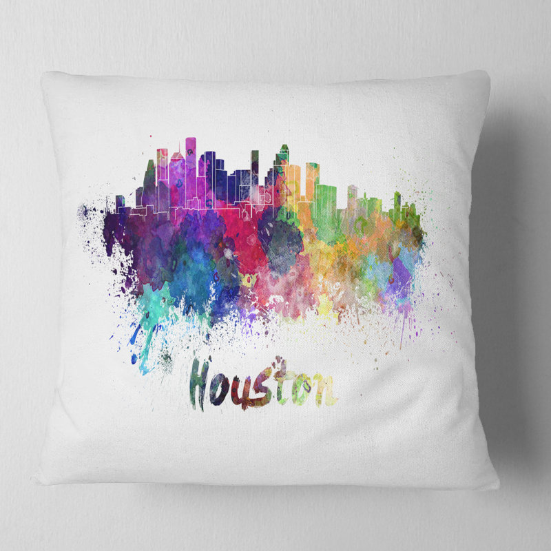 Coussin décoratif Houston Cityline, 16 po x 1 po, Carré