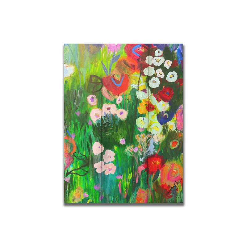 Jardin floral I par JD Studio, Sans cadre en bois, H 9 po x l 12 po, Pas de tapis