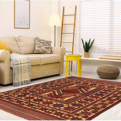 Tapis décoratif en laine de conception unique en laine noué à la main de conception unique 4 pi 1 po x 5 pi 7 po Chasetin