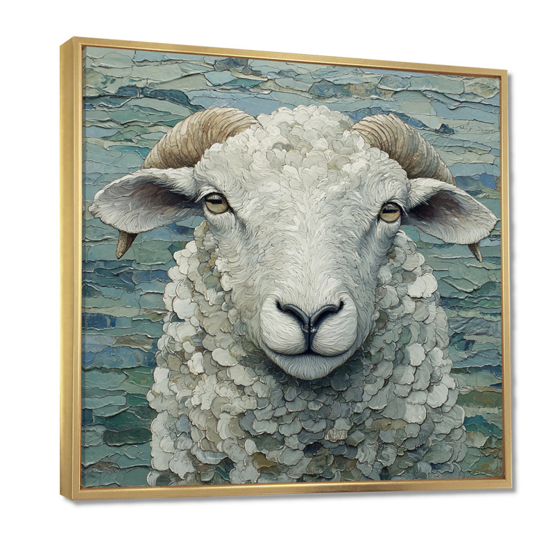 Portrait de mouton Drenna Ewes, Impression encadrée flottante, H 16 po x l 16 po, Doré