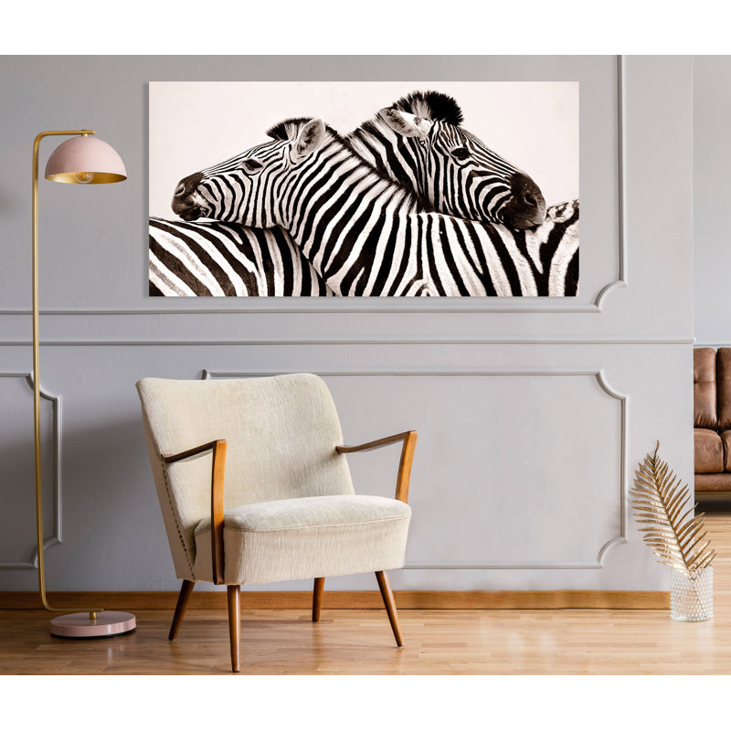 Zebras In Love - Wrapped Canvas Print, 35cm H x 70cm W