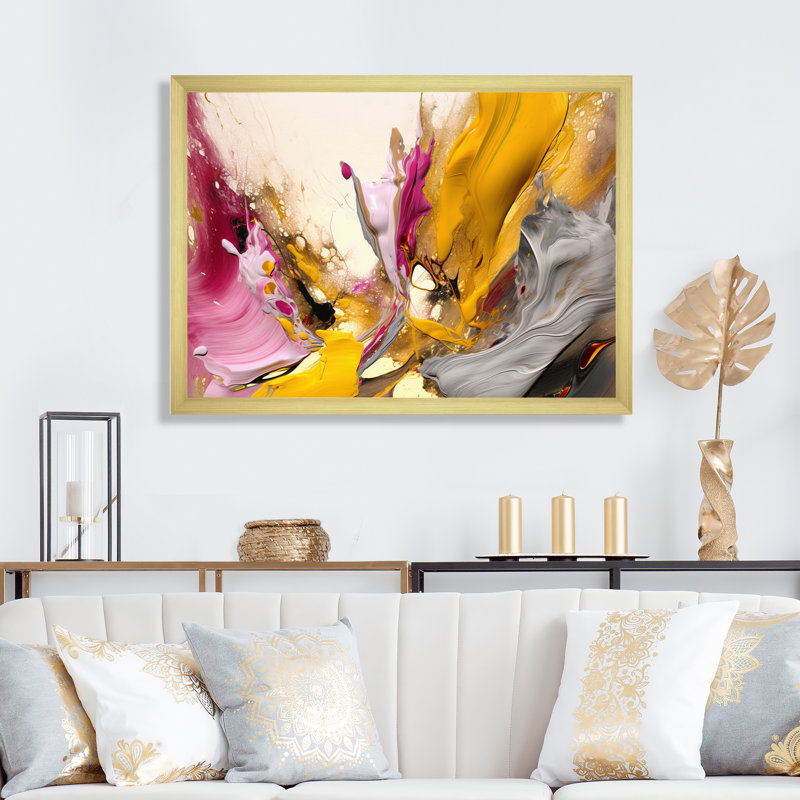 «Luscious Interlude of Divine Secrets Abstract», reproduction sur toile, Cadre doré à une seule photo