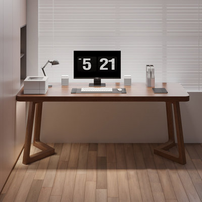 55.12" Light-walnut Rectangular Solid Wood Desk