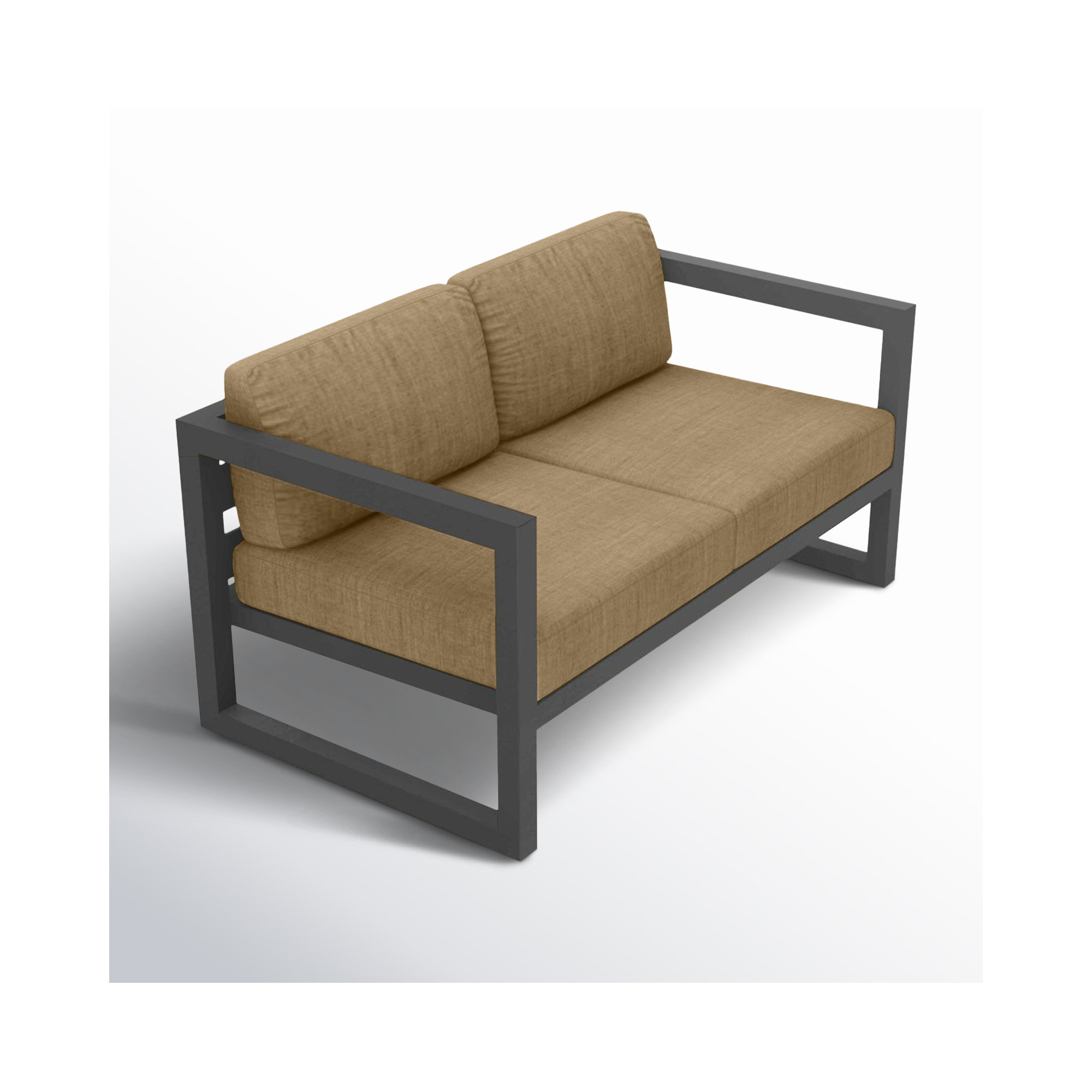 Smith 57" Outdoor Loveseat with Sunbrella® Cushions, Heather Beige, Slate