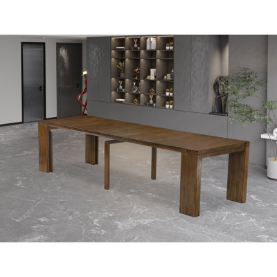 Extendable Dining Table - a Rectangle Kitchen Table Top with Removable leaf & Stylish Legs, Antique Walnut Finish