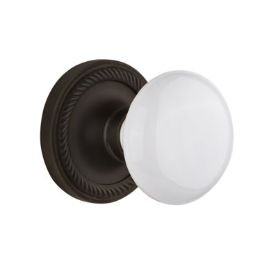Rope Rosette with White Porcelain Door Knob