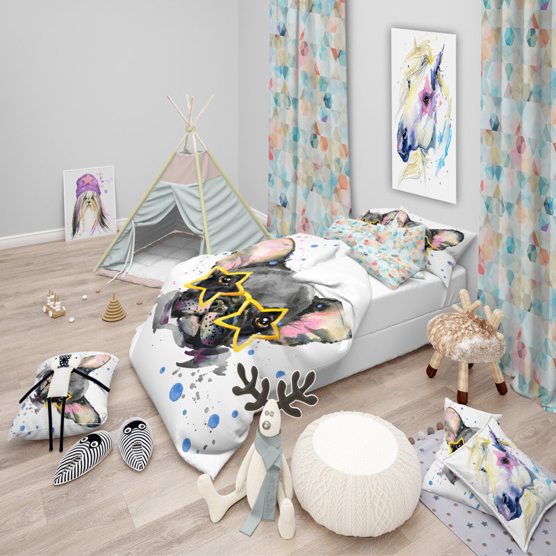 Ensemble de housse de couette moderne et contemporaine, Housse simple + 1 taie décorative