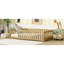 Twin Size Floor Bed With Fence Without Door, Rubber Wood Floor Bed With Safety Guardrails,Natural-1303677744