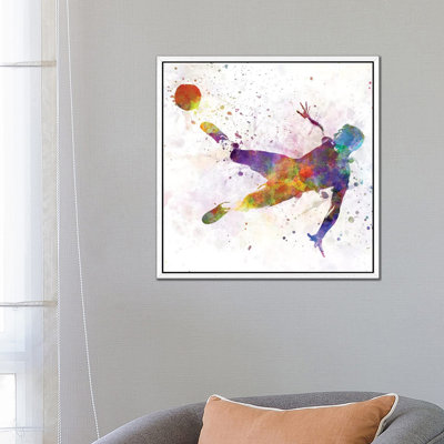 Man Soccer Football Player Flying Kicking V 1 Piece Painting on Canvas