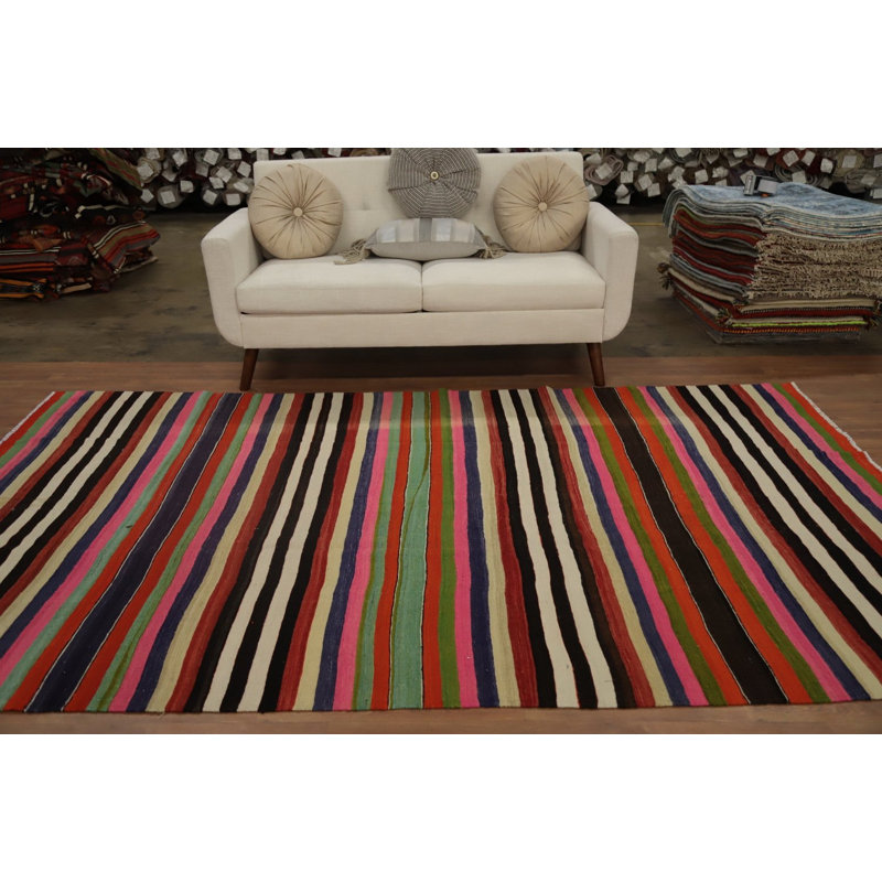 Tapis rayé en laine 6 x 10