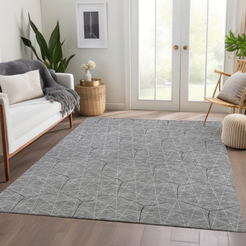 Premium Machine Washable Natoma AMF987 Geometric Rug, Rectangle 2'6" x 3'10"