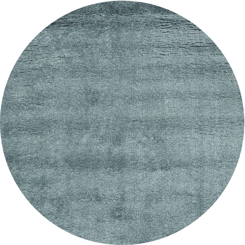 Tapis de zone bleu acier contemporain, Rond 6 pi