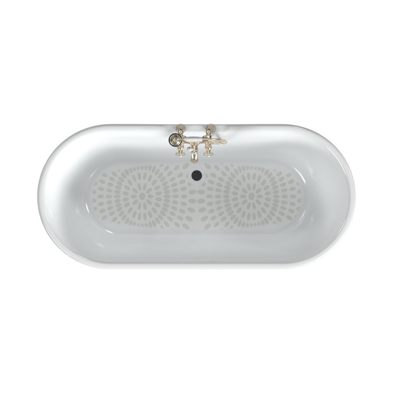 Regal 68'' L Soaking Bathtub, Cast Iron Pedestal Base, White Interior with White Exterior