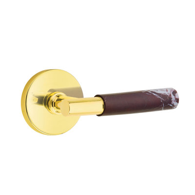 Emtek Select Dummy Leverset w/ Disk Rosette & T-Bar Stem, Rosso Levanto Marble Lever