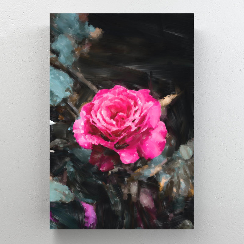 Pink Rose 3 - 1 Piece Rectangle Graphic Art Print On Wrapped Canvas, 20" H x 16" W