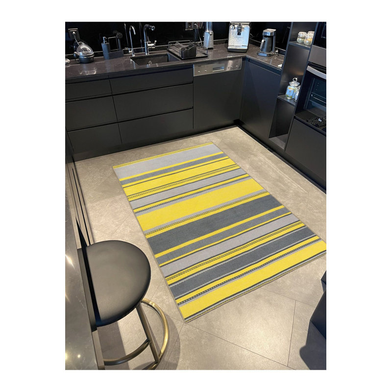 Yellow Plain Patterned Woven Base Rug, Runner 3'3" x 9'10" Rug Pad Included