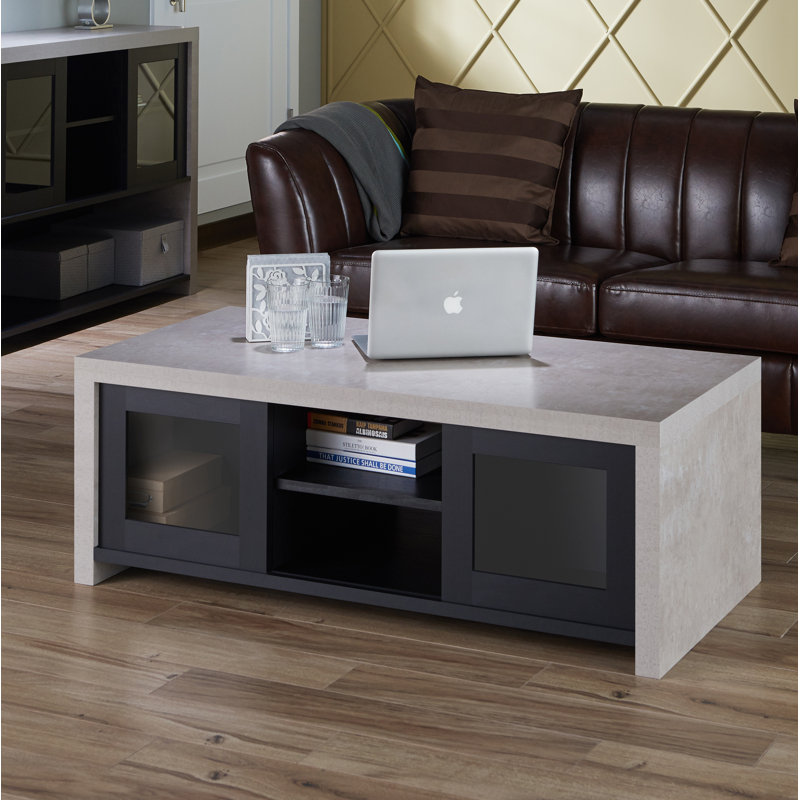 Solid Coffee Table with Storage, Black