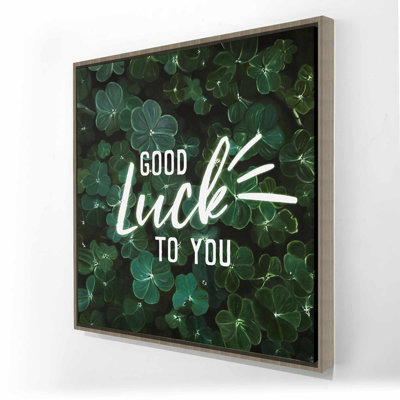 «Good chance to you» - Toile encadrée moderne avec feuilles | Décoration intérieure