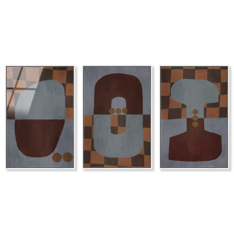Checkered Dominos Set High-Gloss Frameless Acrylic Glass Wall Art Abstract Print by Oliver Gal, Ready to Hang, 10 x 15