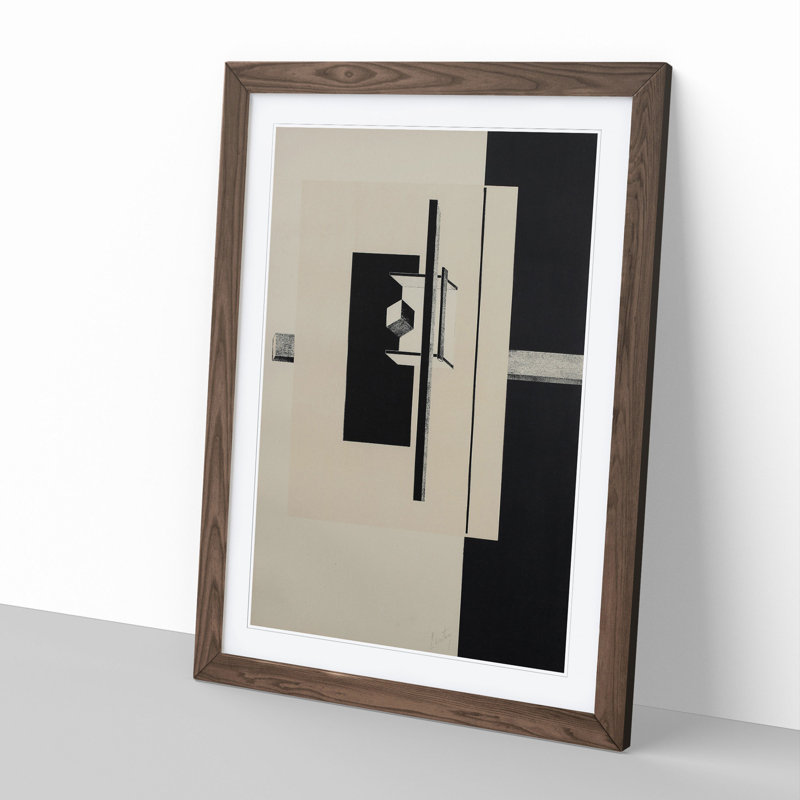 Composition Vol.15 by El Lissitzky - Picture Frame Graphic Art, 36cm H x 27cm W x 2cm D, Walnut Framed