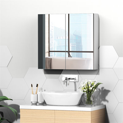 Columba 23.6'' W 21.6'' H Wall Mounted Required Frameless Medicine Cabinet Mirror Fixed