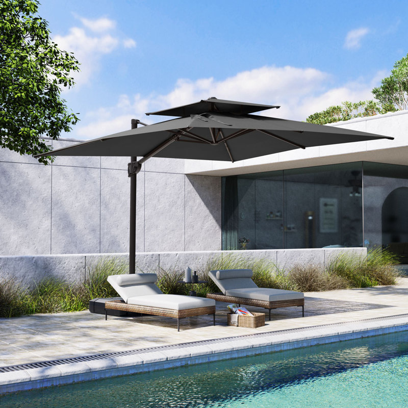 Jauhen 128' X 104'  Cantilever Umbrella, Weighted Base Does Not Include, Gris foncé