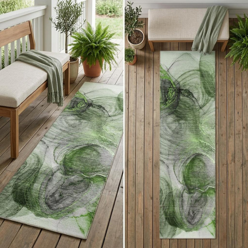 Tapis de couloir extérieur vert 8 po