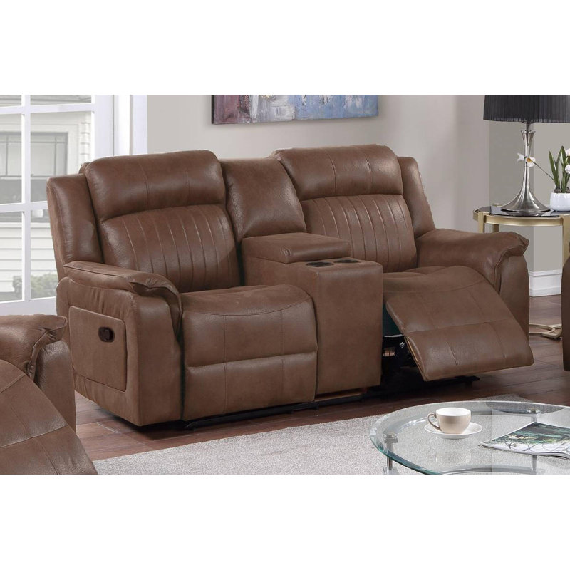 Kindra 73'' Faux Leather Loveseat, Brown Faux Leather, Manual