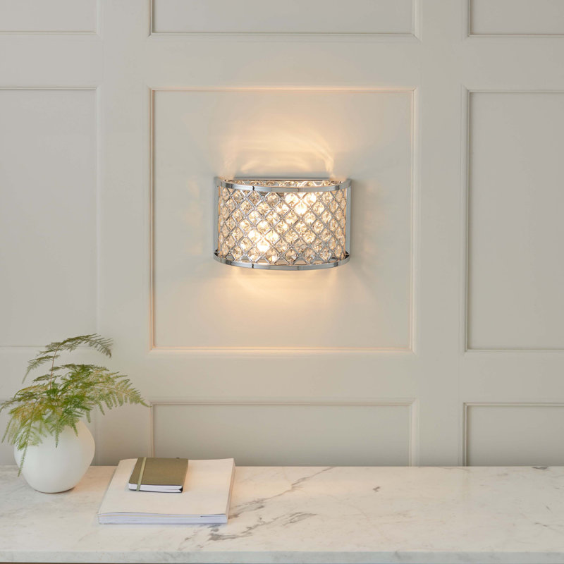 Augustine Steel Flush Mounted Sconce, Polished Chrome