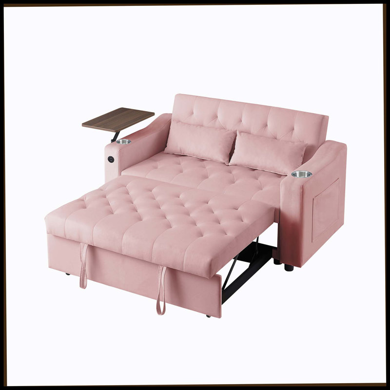 Canapé-lit en velours rose, Pink