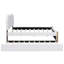 Lit plateforme double rembourré pleine grandeur avec pieds de support en bois et lit gigogne simple, blanc