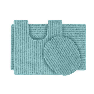 Viridian Nylon 3 Piece Bath Rug Set with Non-Slip Backing