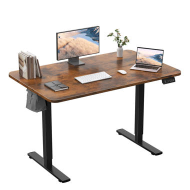 LACOO 55 in. White Electric Standing Desk Height Adjustable Wooden