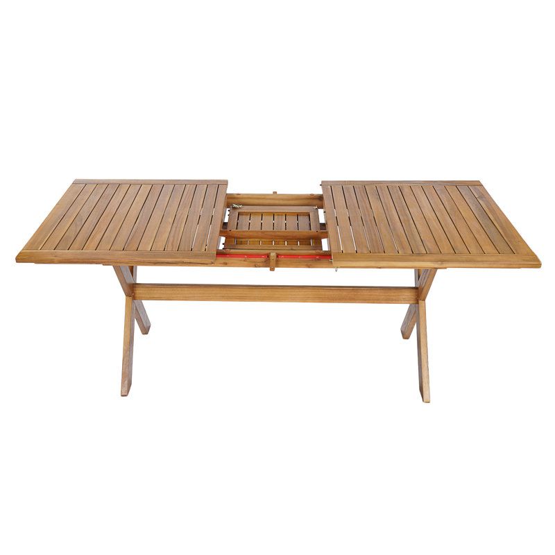 Table de salle à manger carrée moderne en teck de 152 cm (60 po), en bois d'acacia. Fabriquée en bois dur durable et naturellement résistant aux intempéries, elle est idéale pour une terrasse, un jardin ou un coin repas extérieur.