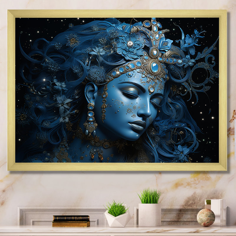 «Hinduism Chandras Soma Celestial God of the Moon», reproduction sur toile, Cadre doré simple, H 34 po x l 44 po x P 1,5 po