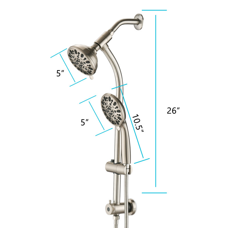 Pomme de douche double à jet de pluie, Nickel