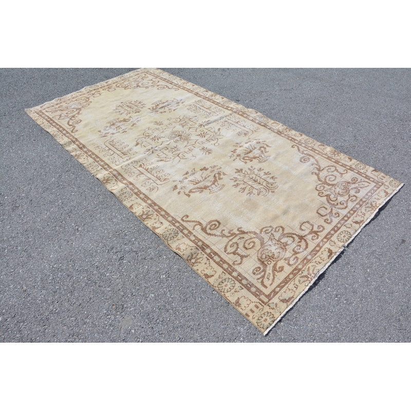 Tapis brun à tissage plat, tapis géométrique, grand tapis 4,9 x 9,4 pi, tapis antique, tapis rétro, tapis turc