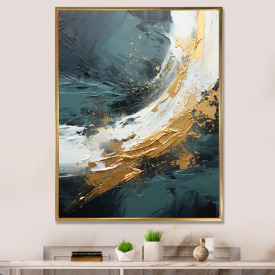 Gold And Green Abstract Marble Waterfall III - Abstract Wall Art