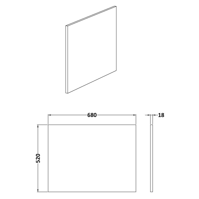 Square Shower Bath End Panel, Bleached Oak