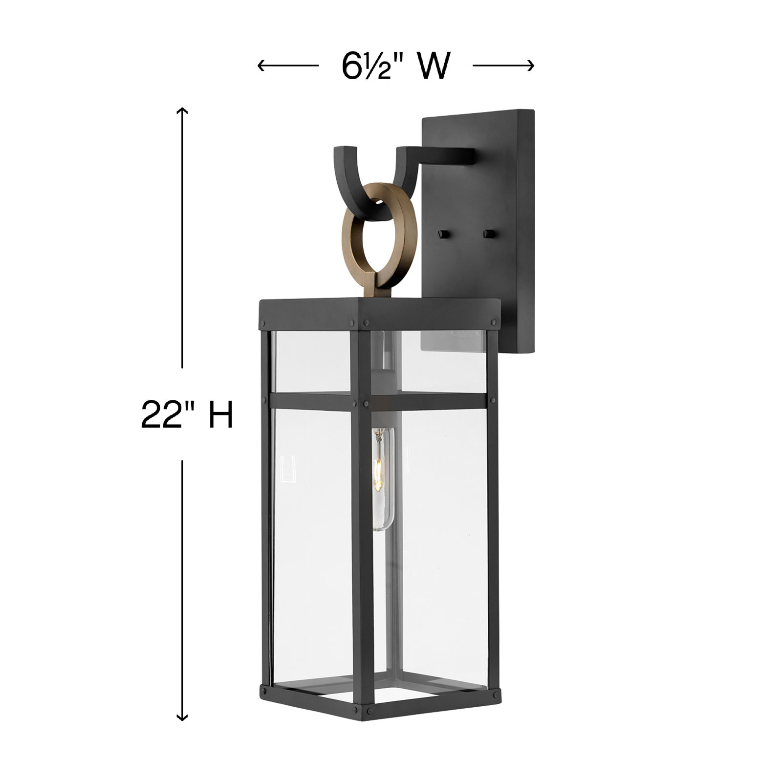 Amelia Glass Outdoor Wall Lantern, 22" H x 6.5" W x 8.25" D