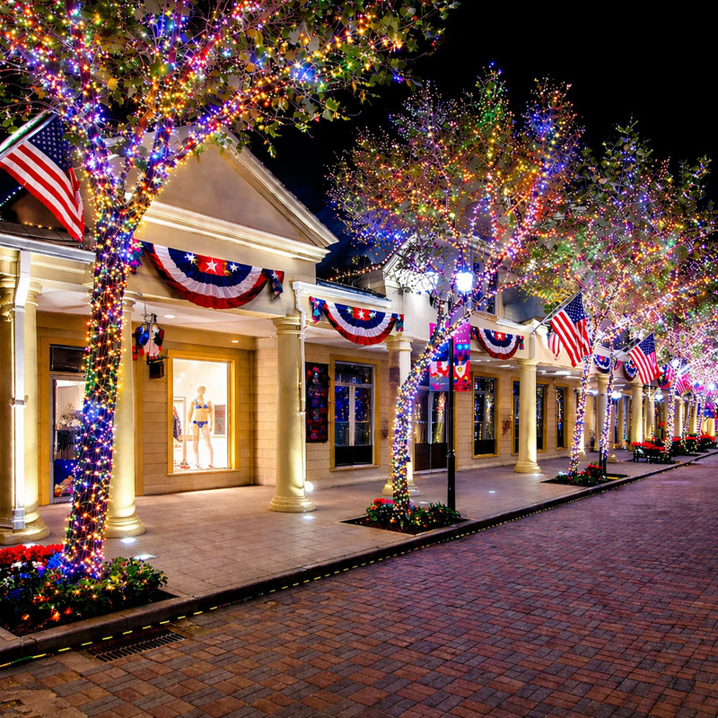72 ft Solar Powered 200 LED String Light with 8 Modes Holiday Decorations Outdoor Waterproof Light for 4th of July Decorations