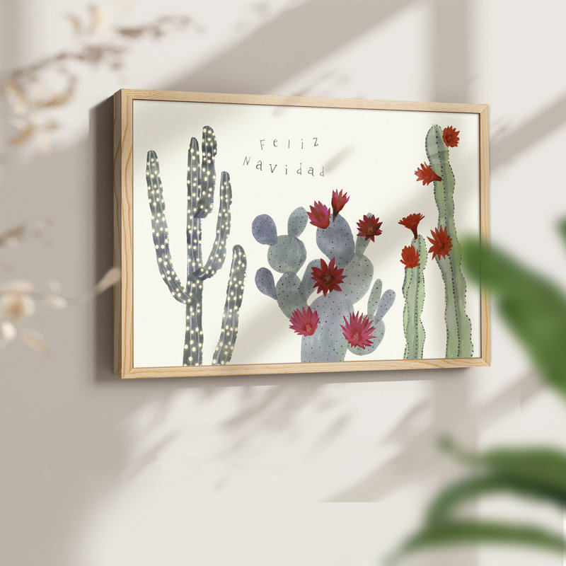 Flowering Christmas Cactus Collection A -Framed Print - Restickable, H 8 po x l 10 po, Naturel
