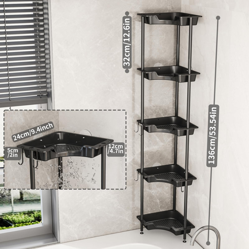 Rithvika Plastic / Acrylic Freestanding Bathroom Shelves,  Matte Black
